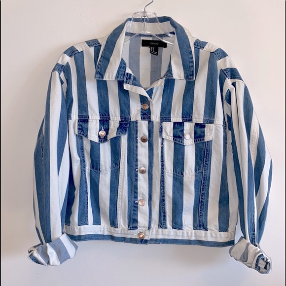 Striped Denim Jacket. New - Picture 2 of 6